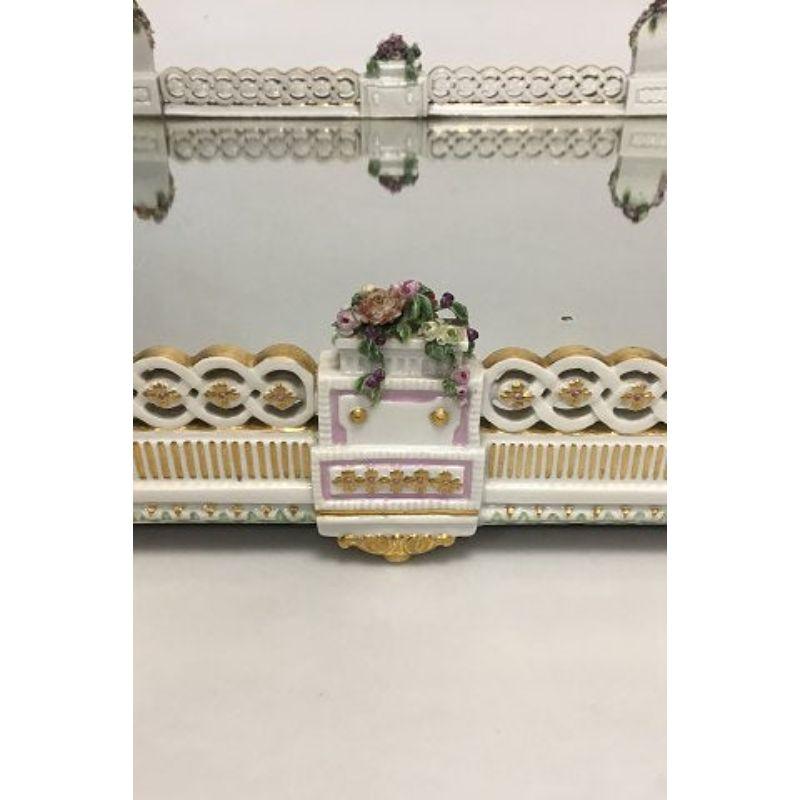 20th Century Large Royal Copenhagen Decoration Tray with Mirror/Table Garniture For Sale