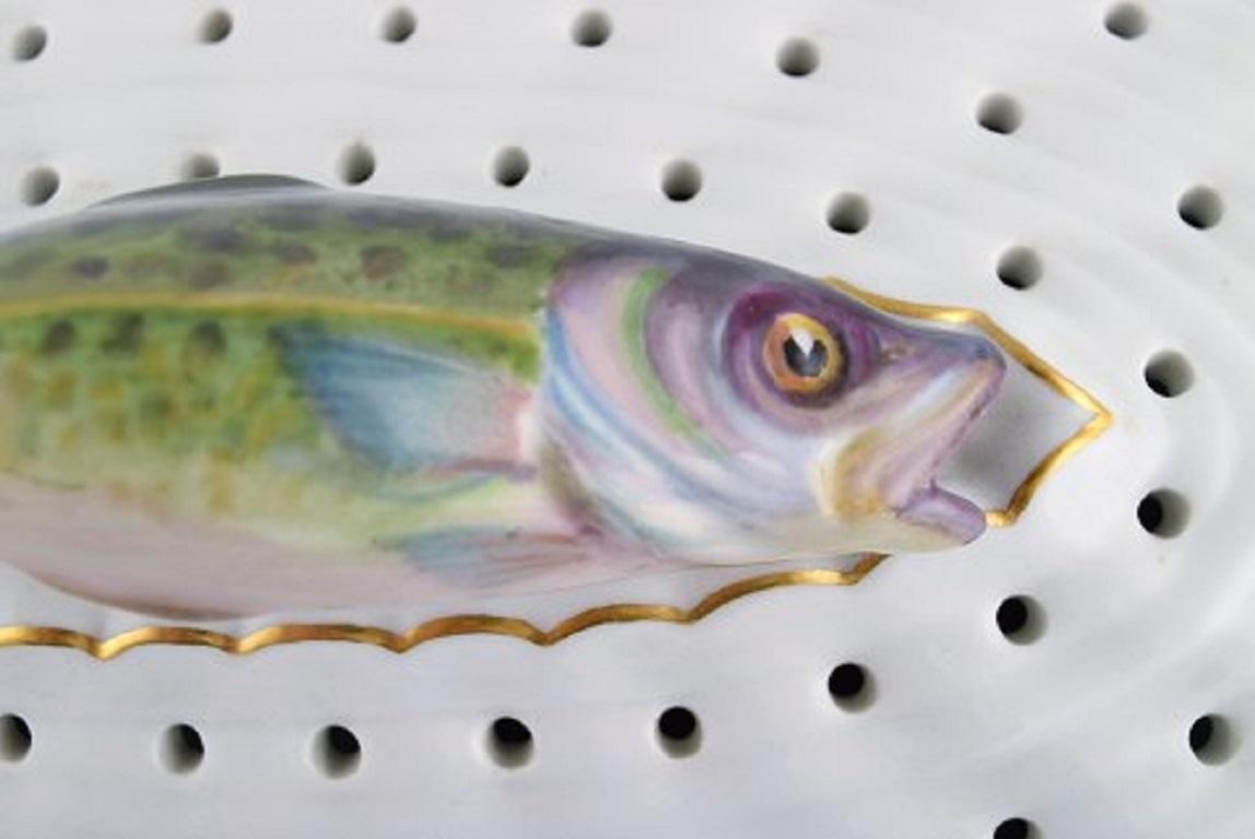 Mid-20th Century Large Royal Copenhagen Fauna Danica Fish Grate in Hand-Painted Porcelain For Sale