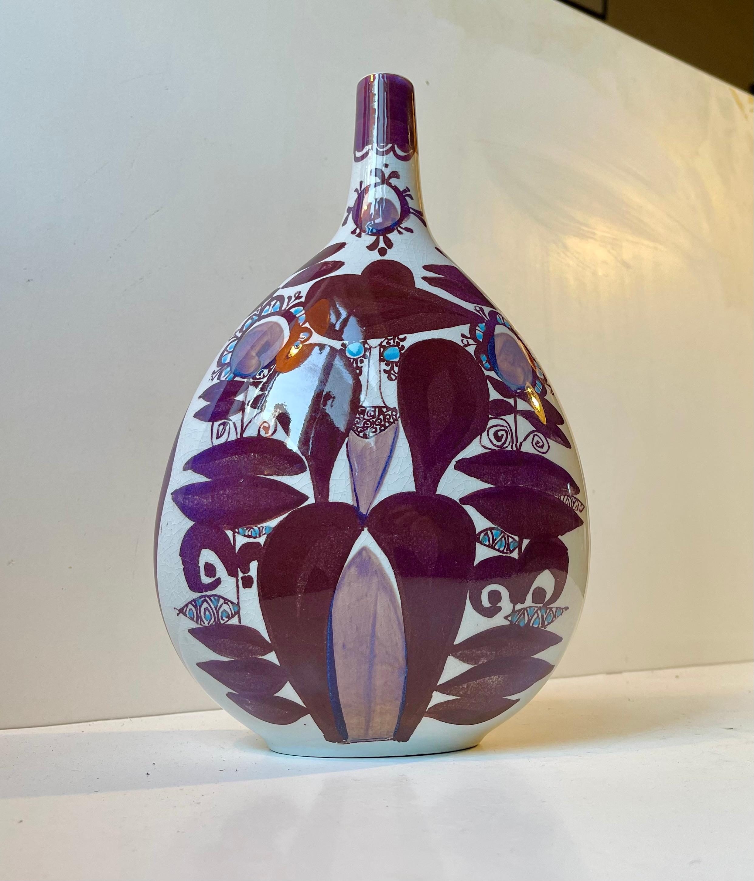 Große Royal Copenhagen-Vase in Maroon und Lila von Kari Christensen, 1960er Jahre (Dänisch) im Angebot