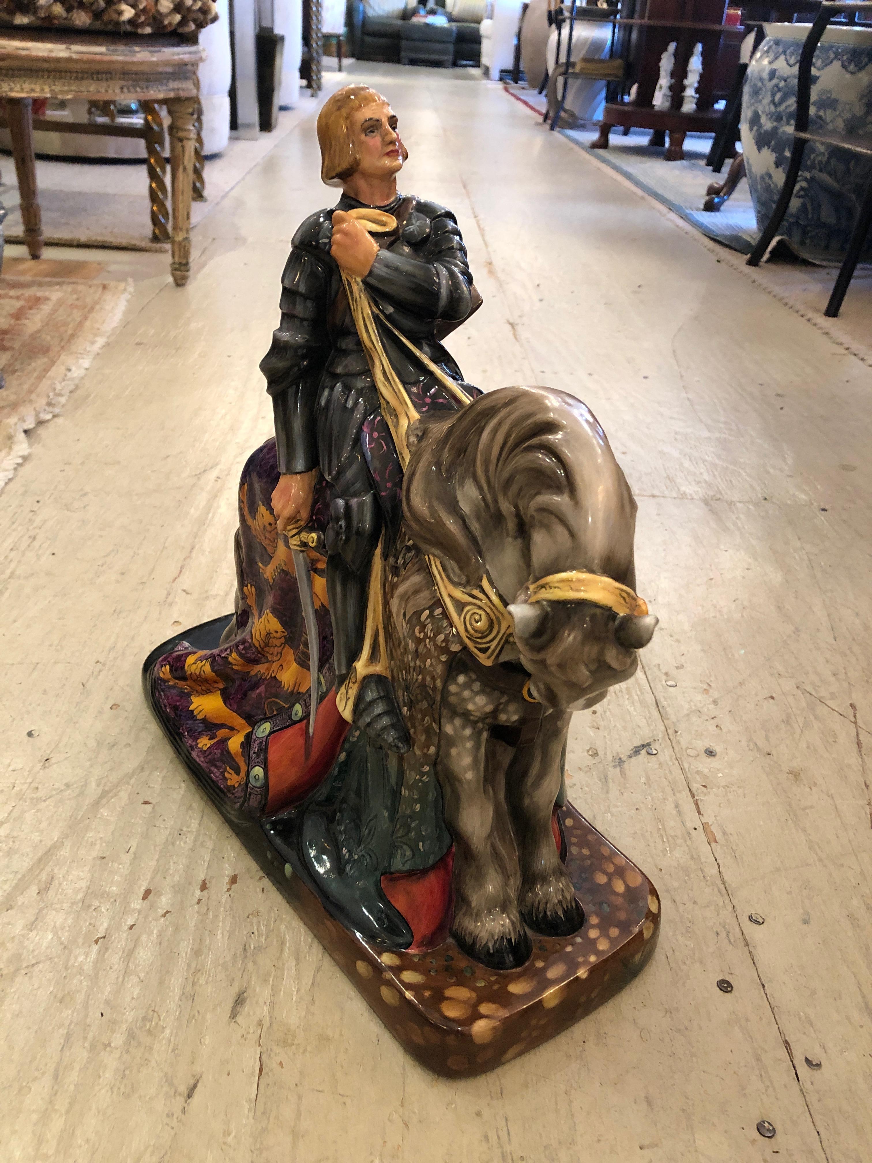 Large Royal Doulton English Character St. George Sculpture In Excellent Condition In Hopewell, NJ