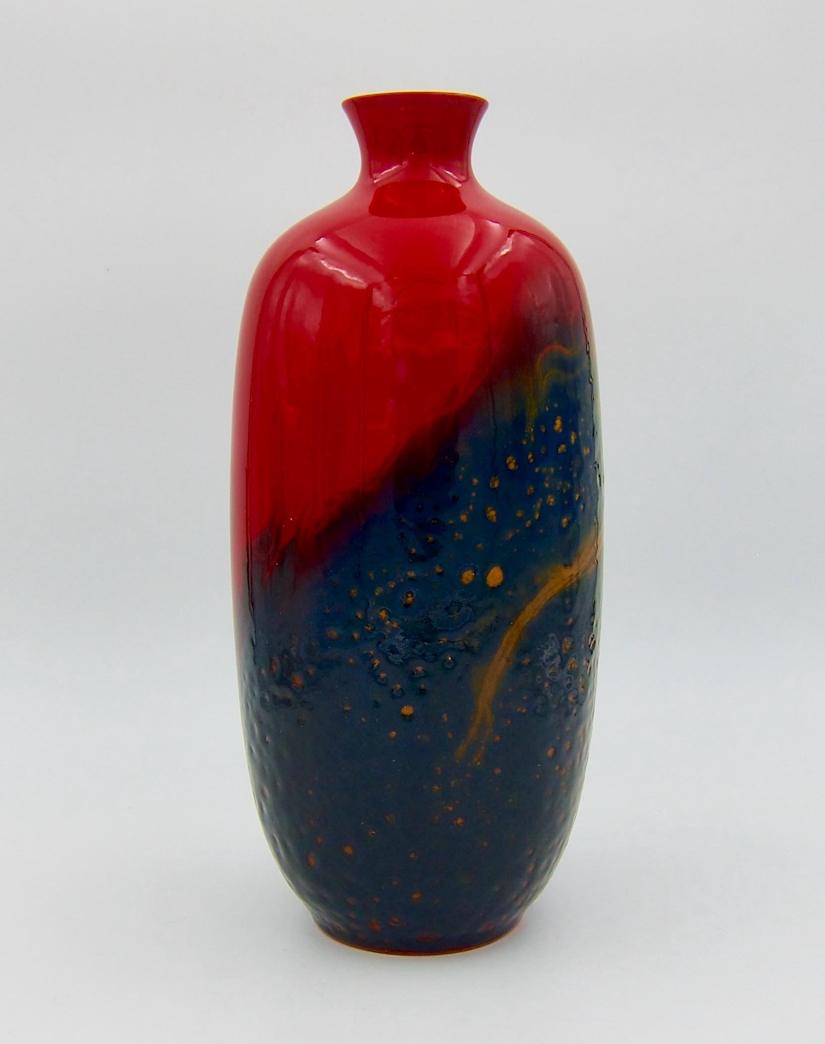 Large Royal Doulton Red Flambe Vase from the Art Deco Period 2