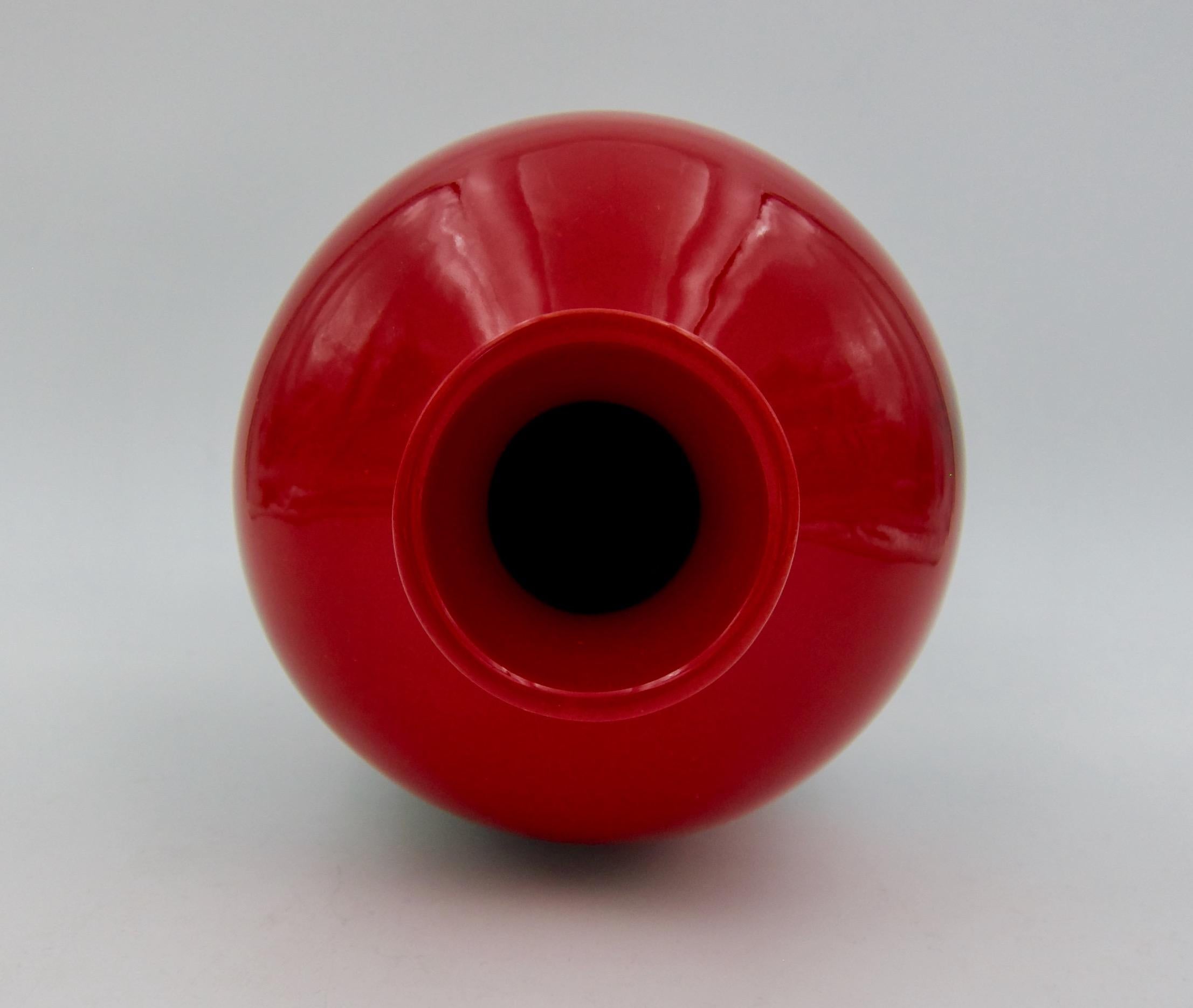 Glazed Large Royal Doulton Red Flambe Vase from the Art Deco Period