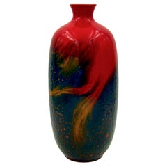Large Royal Doulton Red Flambe Vase from the Art Deco Period