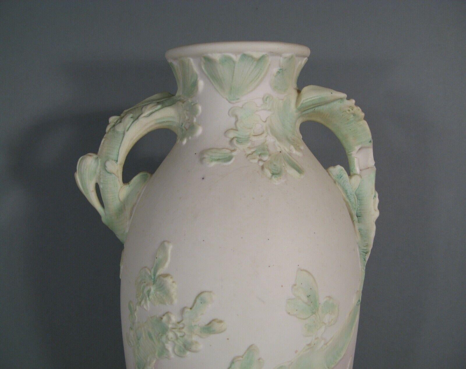 Francese Grande vaso Royal Dux in stile liberty con decorazioni di giovani e Horn - 1Y166