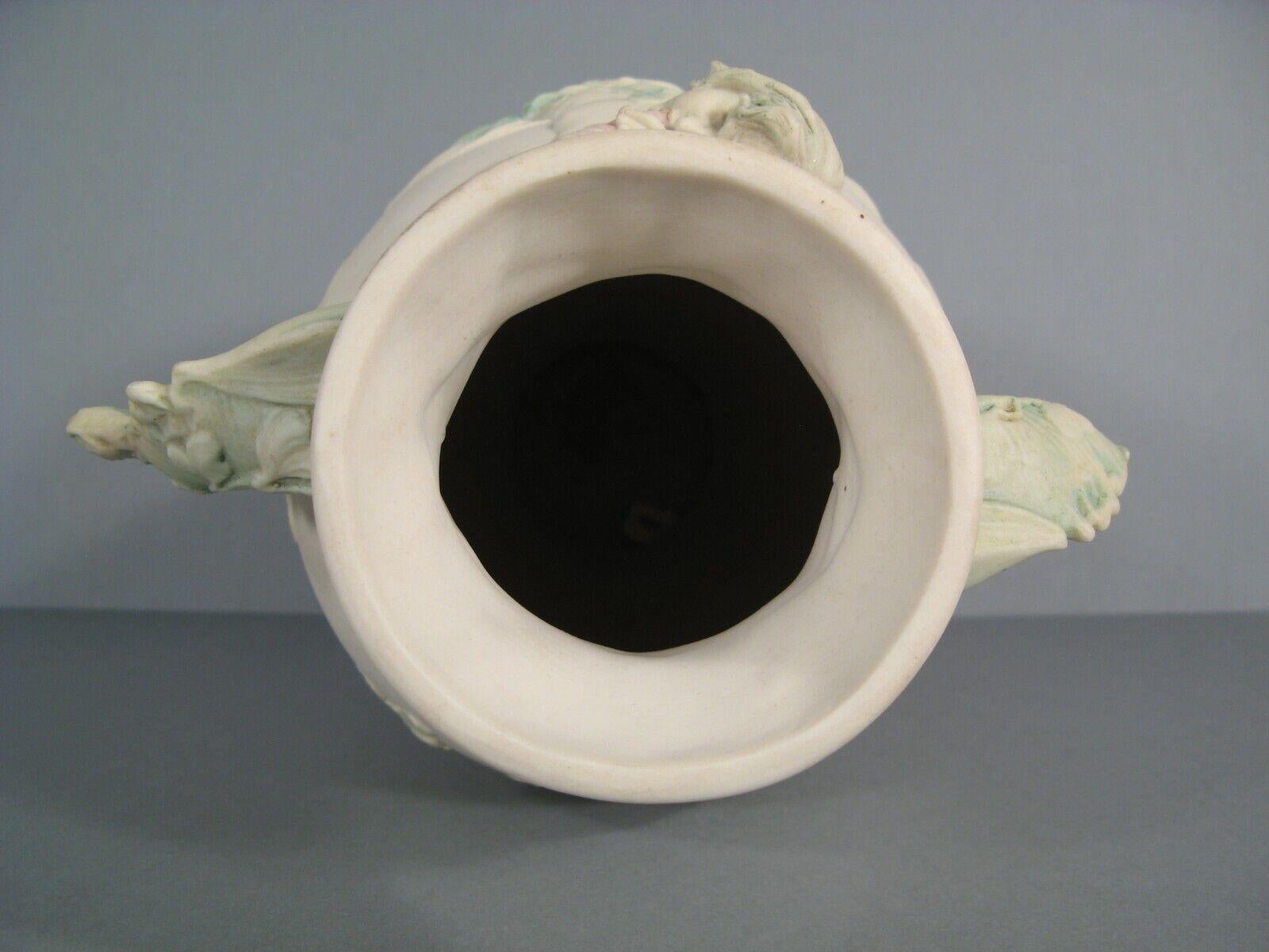Grande vaso Royal Dux in stile liberty con decorazioni di giovani e Horn - 1Y166 1