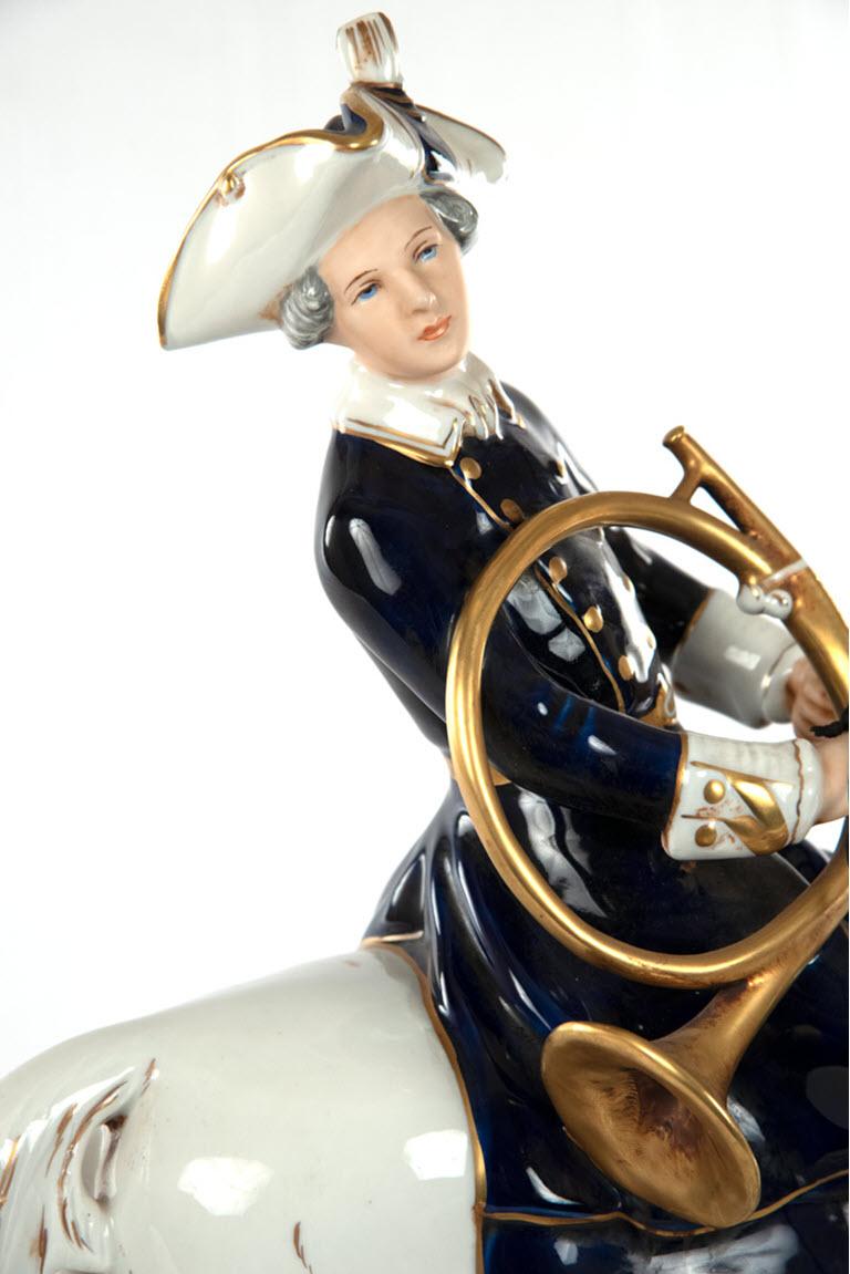 Czech Large Royal Dux Painted Porcelain Hunting Group, circa 1950