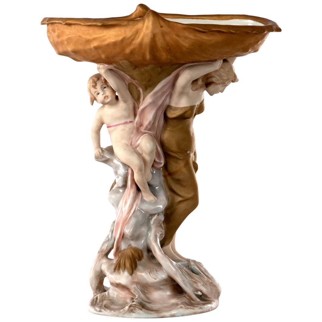 Large Royal Dux Porcelain Figural Centerpiece, circa 1950 For Sale