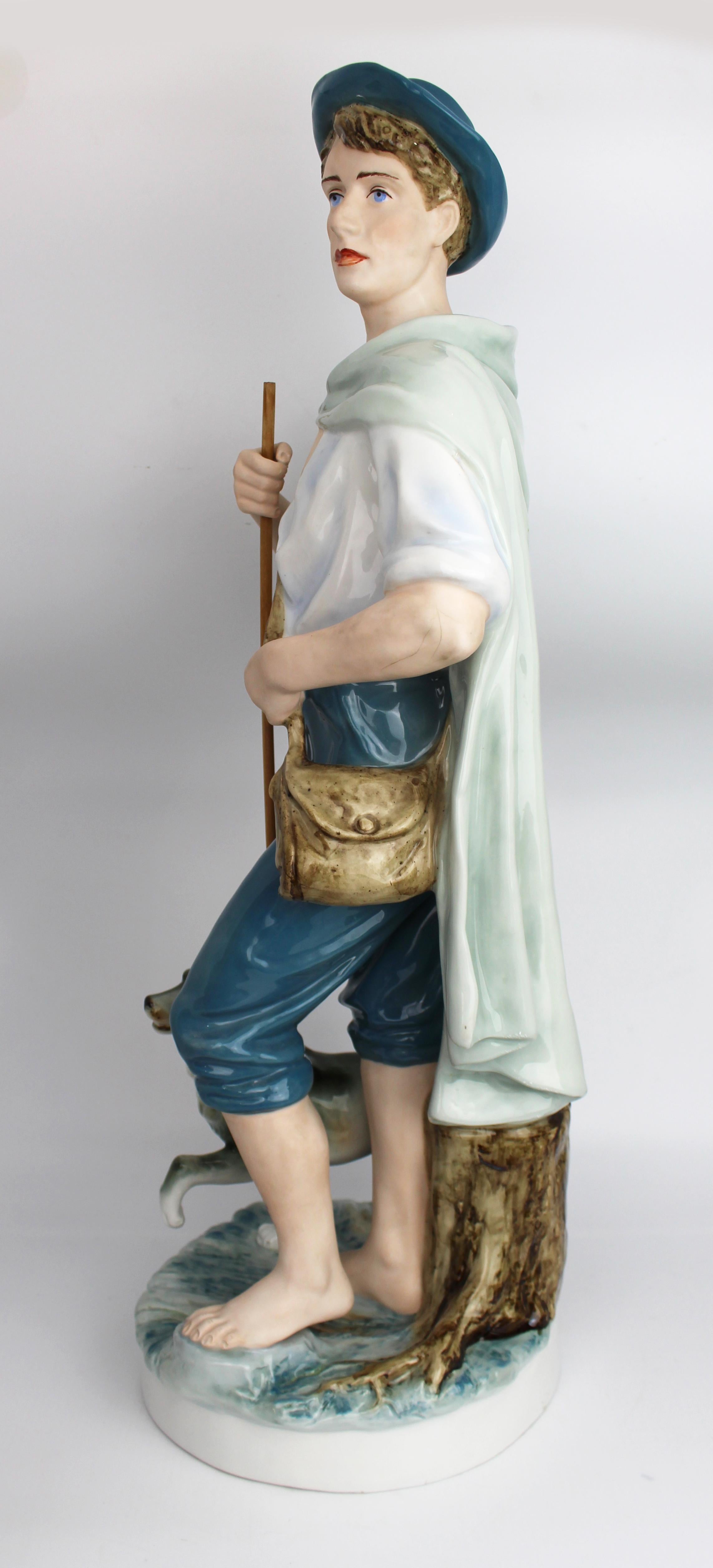 Porcellana Grande figura di pastore in porcellana Royal Dux, XX secolo in vendita