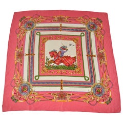 Large "Royal Knight In Armor" With Rose Borders Silk Scarf