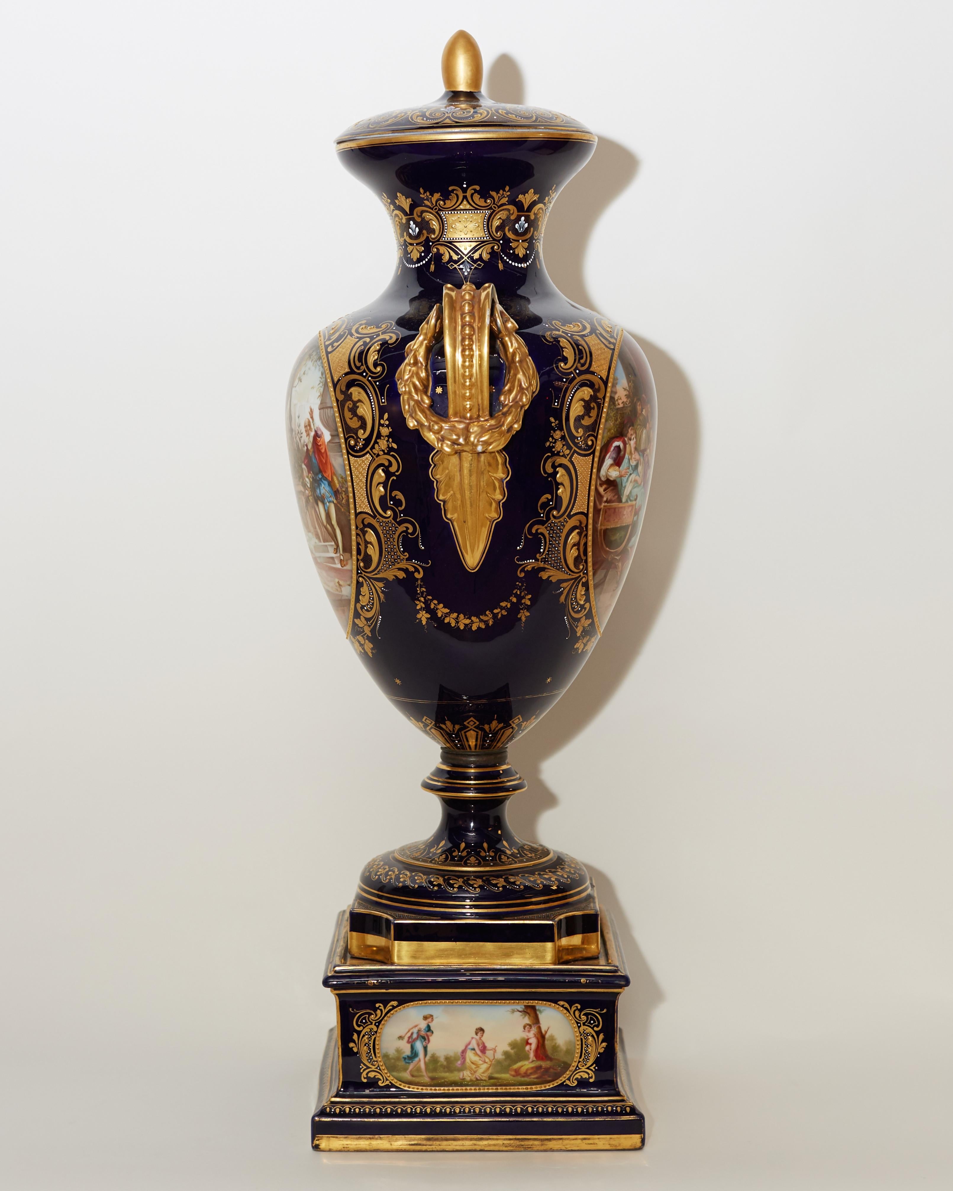 19th Century Large Royal Vienna Lidded Vase with Shakespeare Scenes