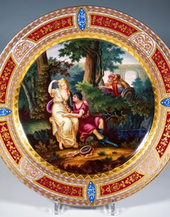 Large Royal Vienna Picture Plate 'In The Forest Glade' Gallant Scene, ca 1900