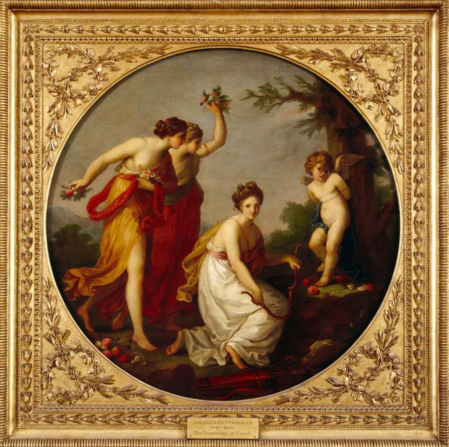 Porcelaine Grande assiette photo Royal Vienna « The Disarming Of Cupid » A. Kauffmann, vers 1900