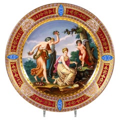 Grande assiette photo Royal Vienna « The Disarming Of Cupid » A. Kauffmann, vers 1900