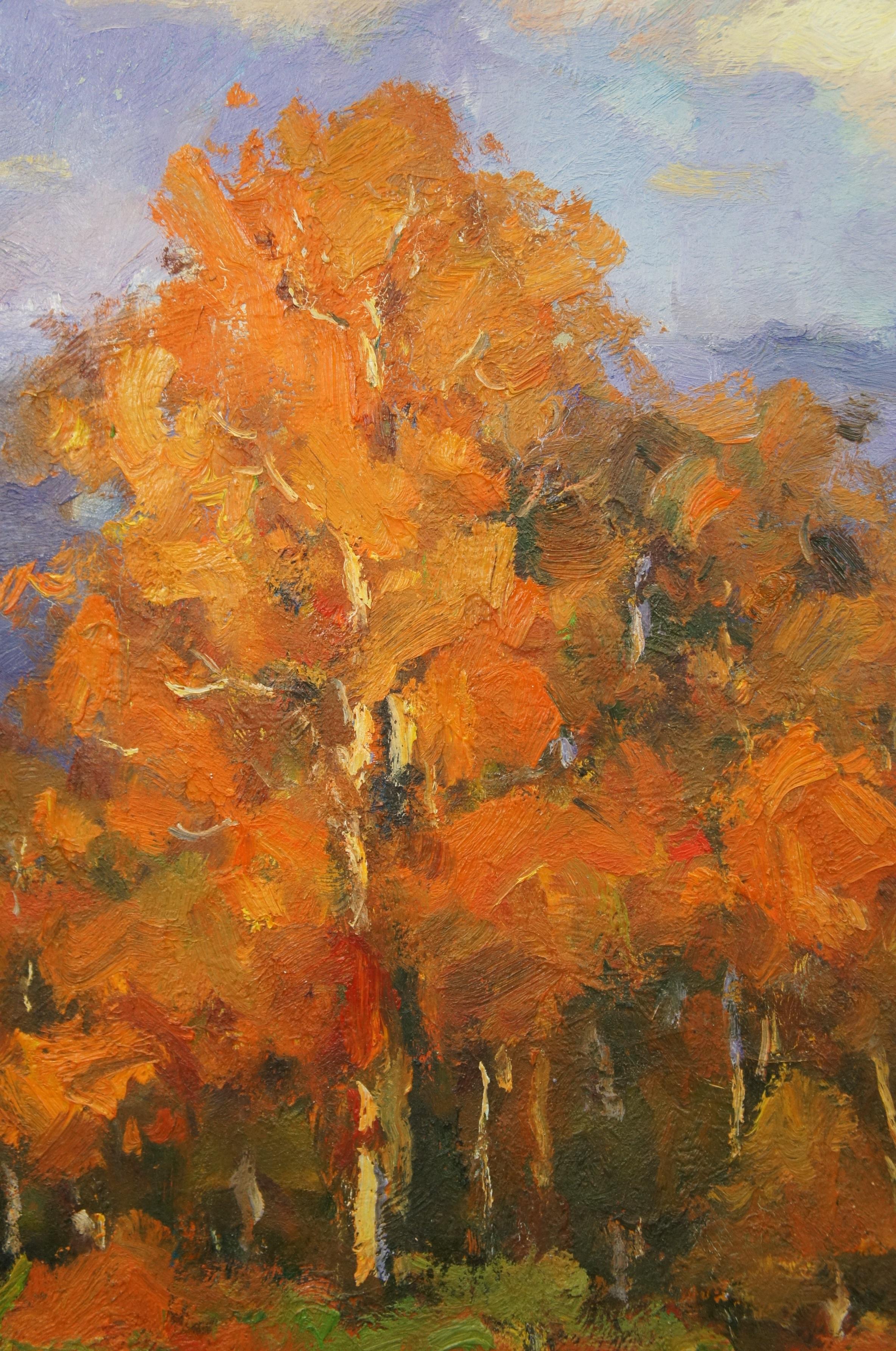 Herbstbaum-Gebirge-Landschaft Ölgemälde auf Leinen 45