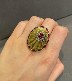 Large Ruby and Diamond Cocktail Ring