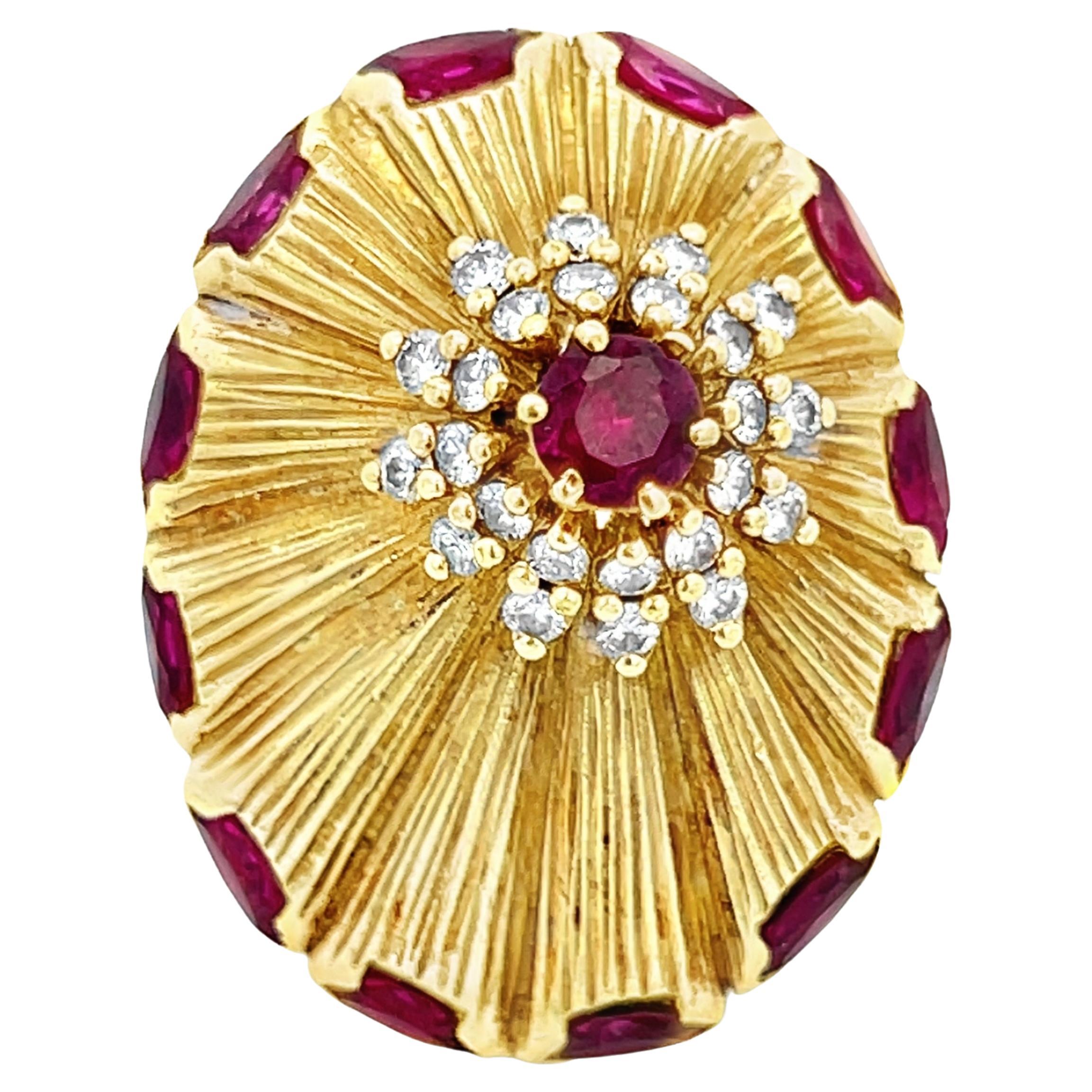 Large Ruby and Diamond Cocktail Ring