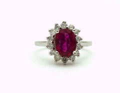 Large Ruby diamond cocktail ring 18Kt gold