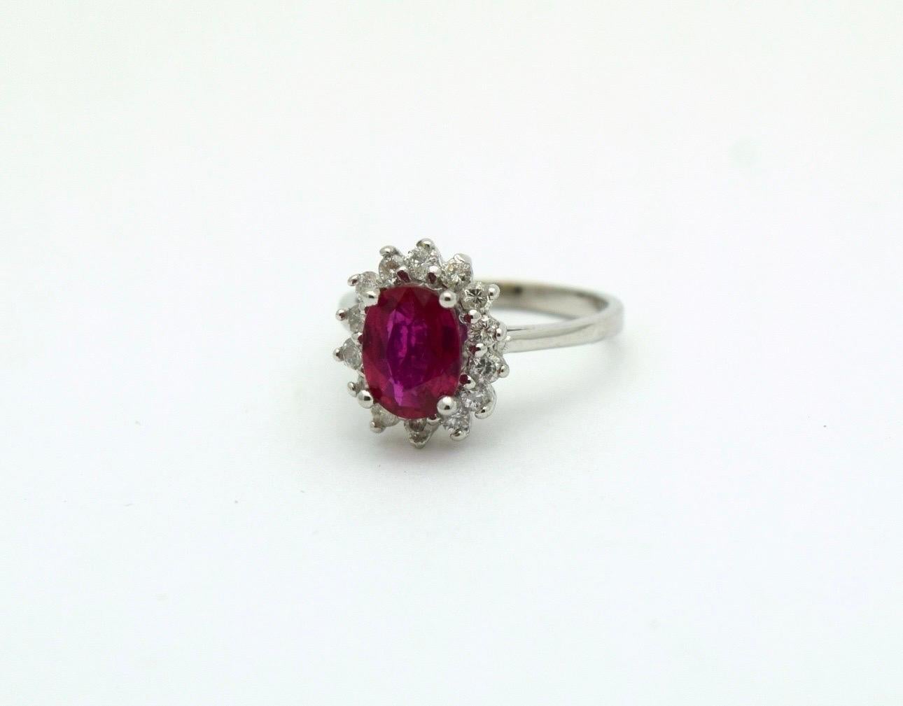 Oval Cut Large Ruby diamond cocktail ring 18Kt gold For Sale