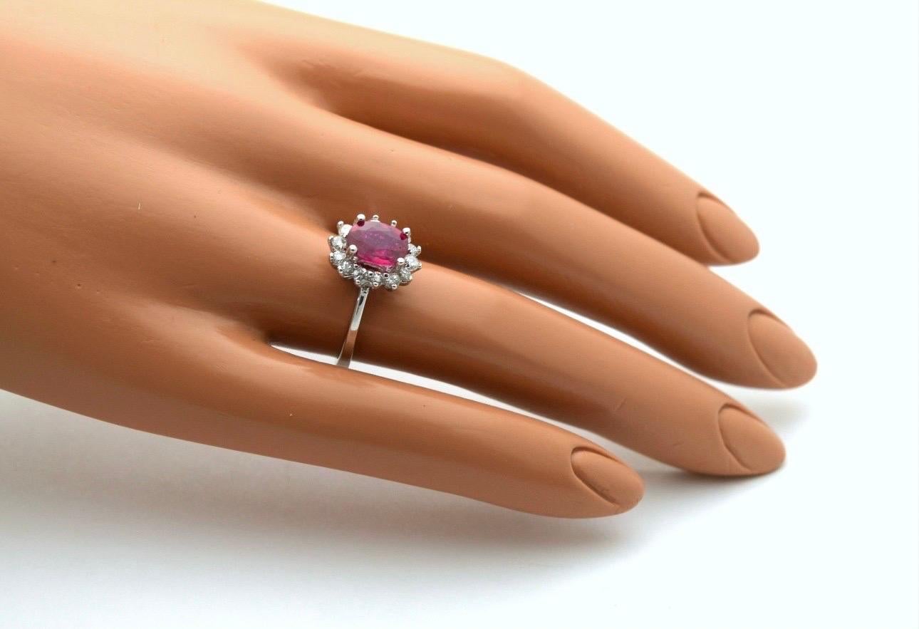 Women's or Men's Large Ruby diamond cocktail ring 18Kt gold For Sale