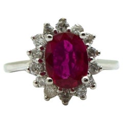 Large Ruby diamond cocktail ring 18Kt gold