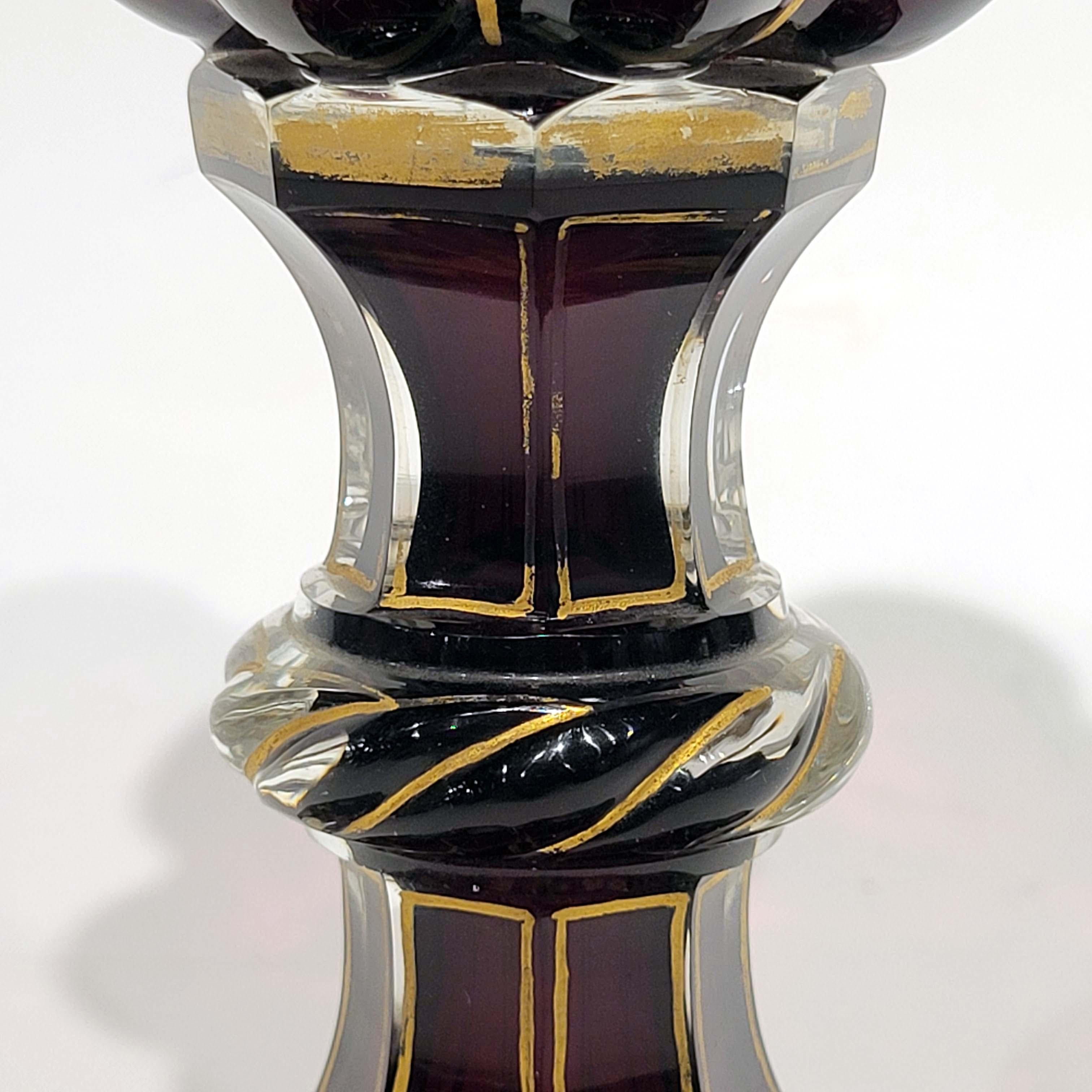 Blown Glass Large Ruby Red Polychromed Bohemian Goblet, 19th Century