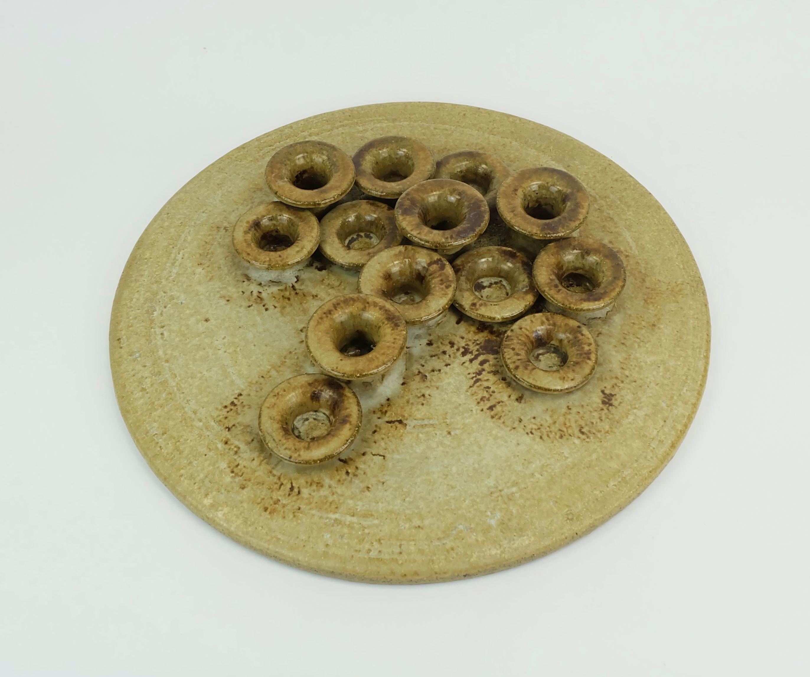 Mid-Century Modern grand PORTE-BOUGIES Rudi Stahl pour 13 bougies 1970 West German Pottery en vente