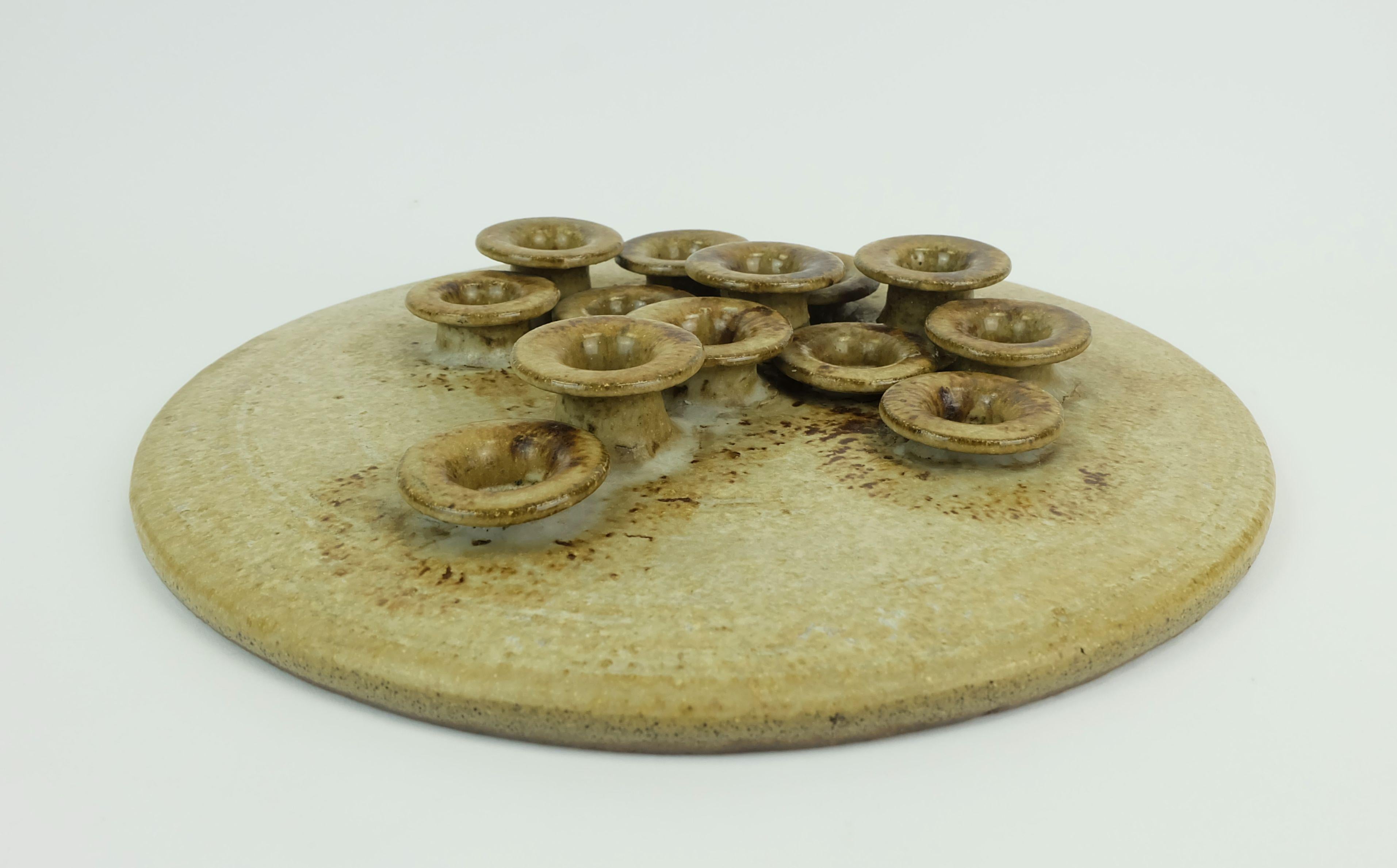 Allemand grand PORTE-BOUGIES Rudi Stahl pour 13 bougies 1970 West German Pottery en vente