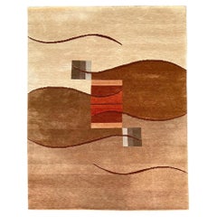 Large rug in wool with geometric design, France, circa 1970