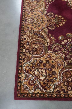 Grand tapis avec de beaux motifs dans les tons rouge et jaune 295x200cm