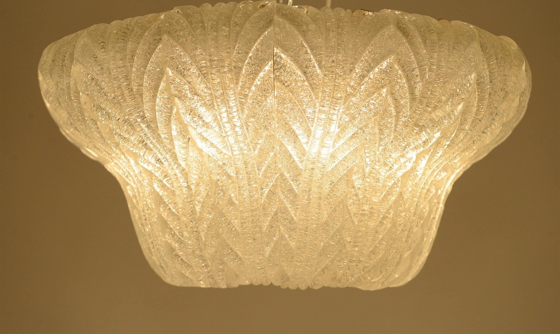 Mid-Century Modern Large ‘Rugiadoso’ Crystal Plafonier or Flush Mount Paolo Venini Italy circa 1940