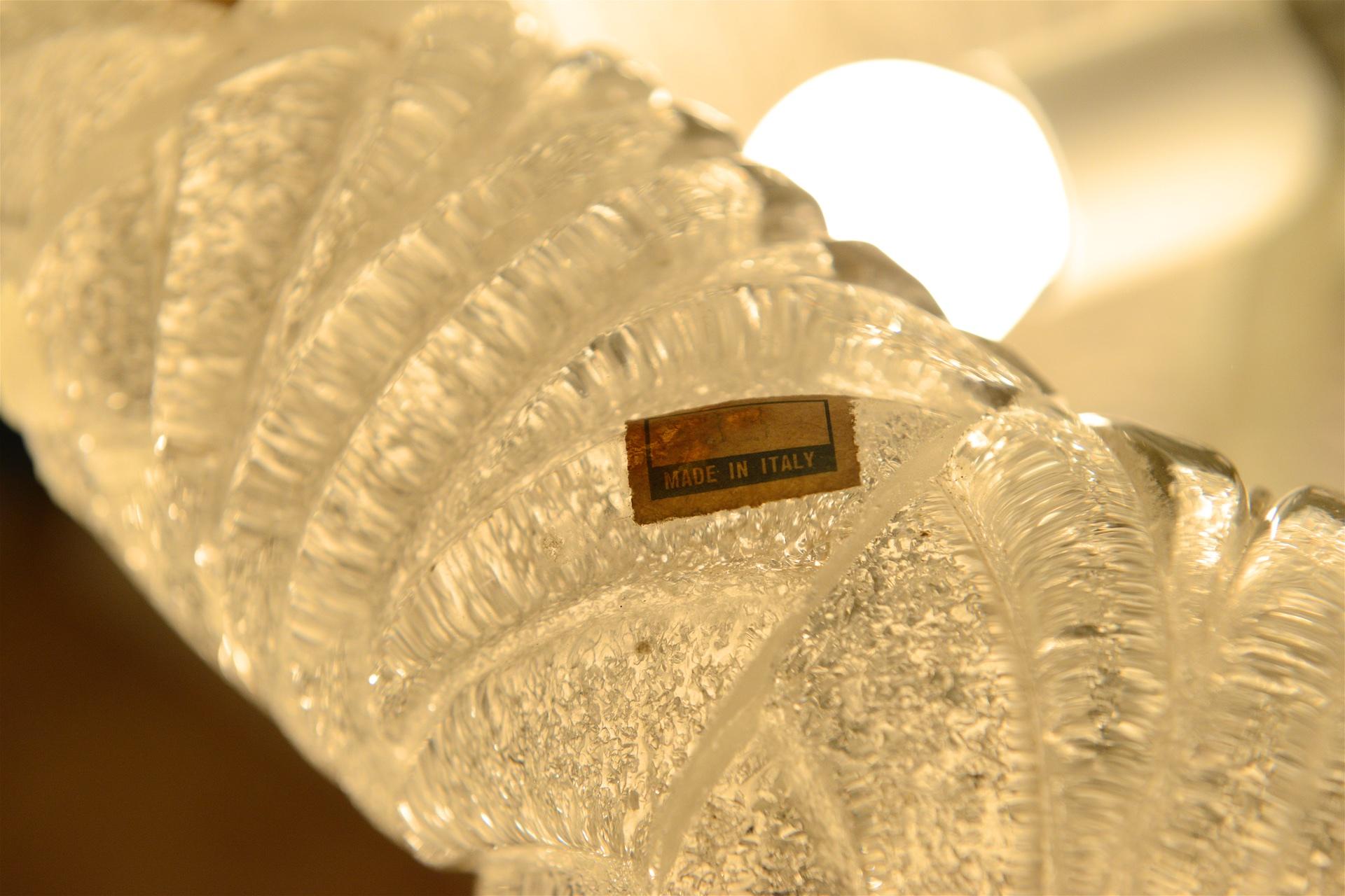 Mid-20th Century Large ‘Rugiadoso’ Crystal Plafonier or Flush Mount Paolo Venini Italy circa 1940