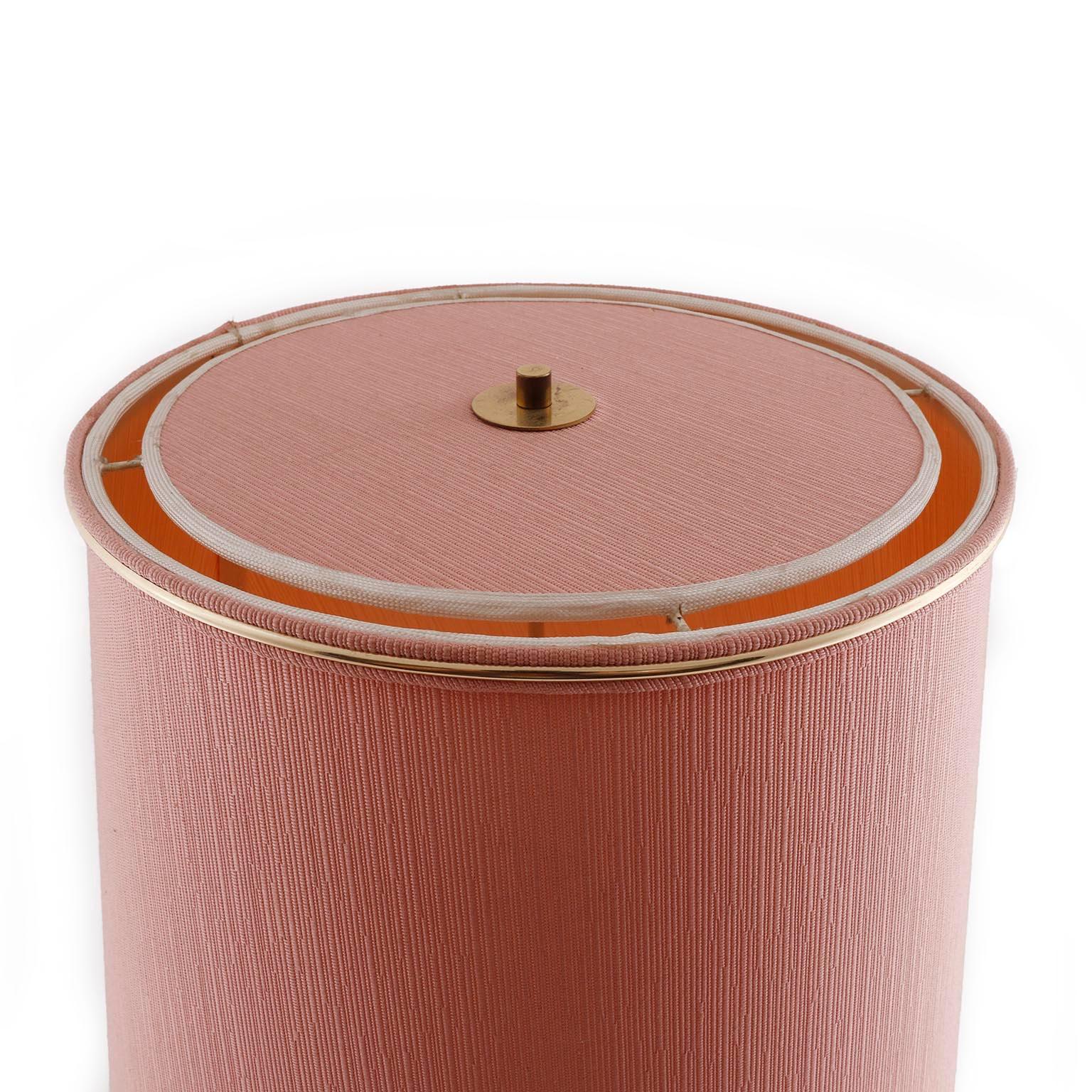Large Rupert Nikoll Table Lamp, Brass Illuminated Glass Stand, Pink Shade, 1960 6