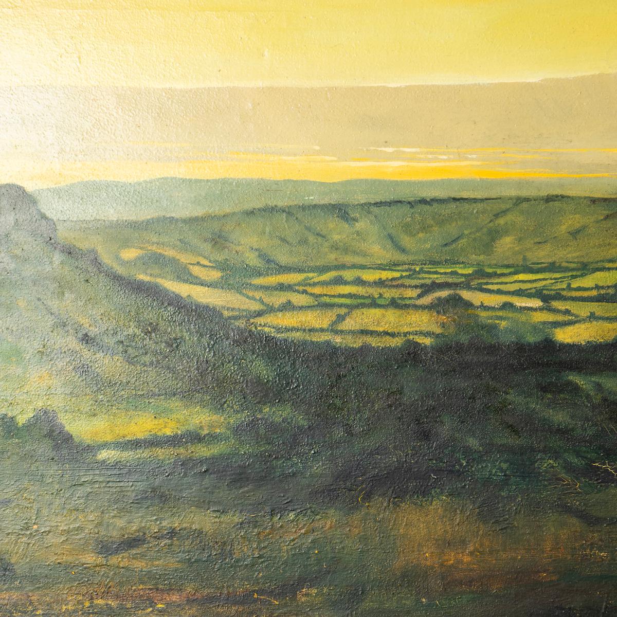 Painted Large Rural Landscape, Antique Original Oil on Canvas Painting, 1900s For Sale