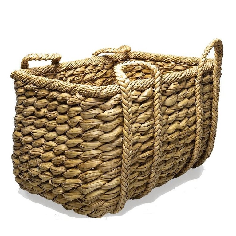 Large Rush Basket with Handles For Sale at 1stDibs