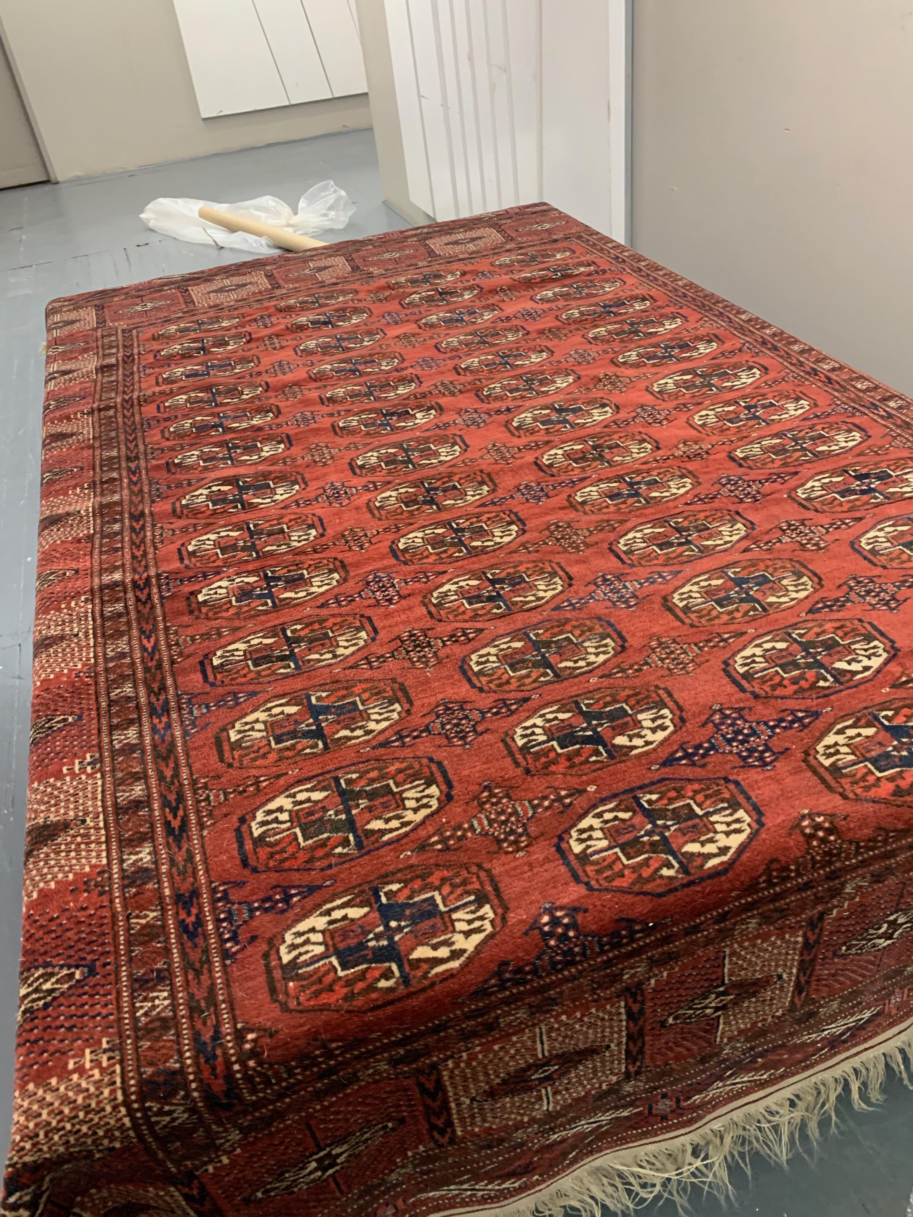 Hand-Knotted Large Russian Bokhara Rug Original, 19th Century For Sale