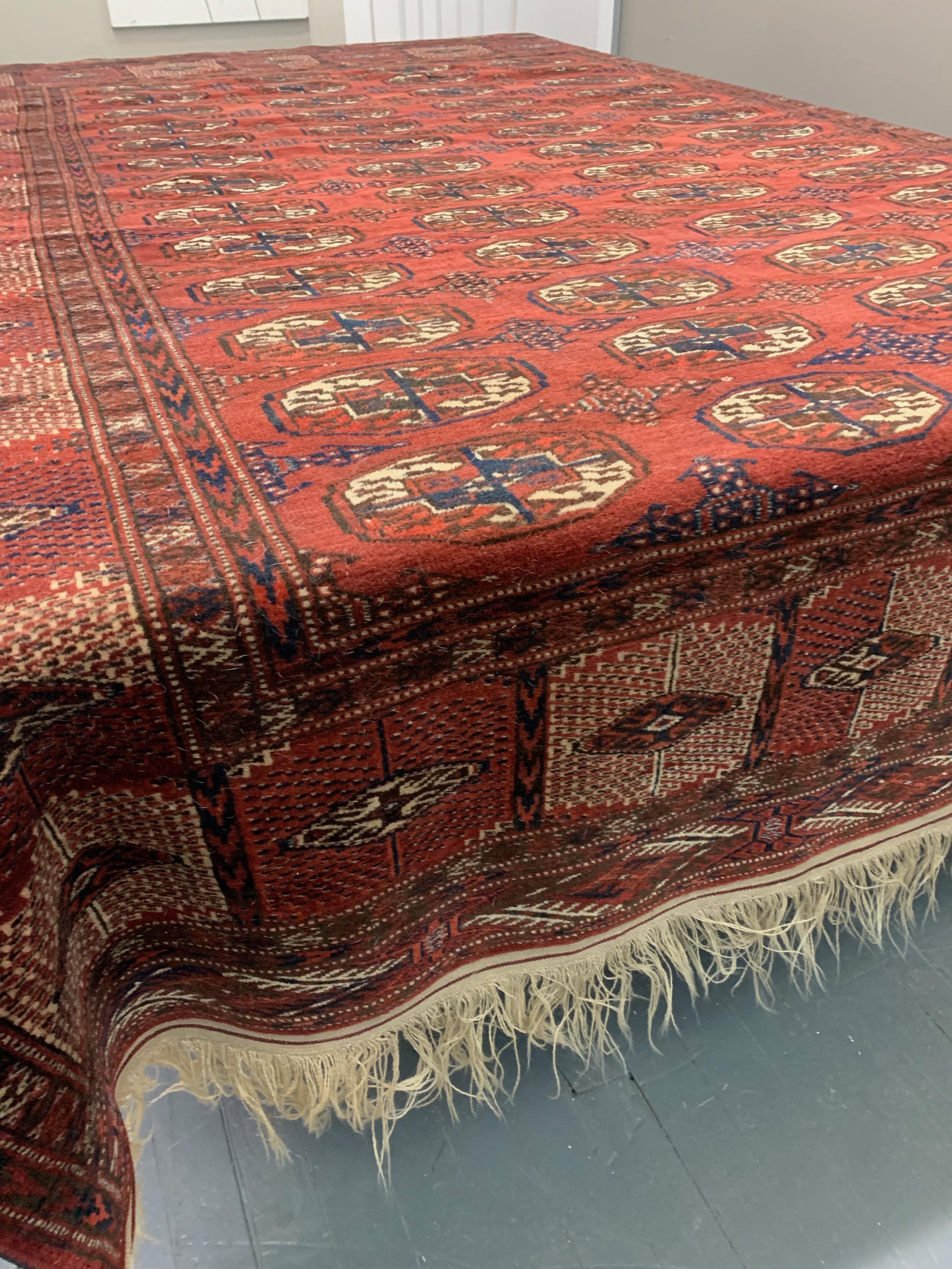 Large Russian Bokhara Rug Original, 19th Century In Good Condition For Sale In Jersey City, NJ