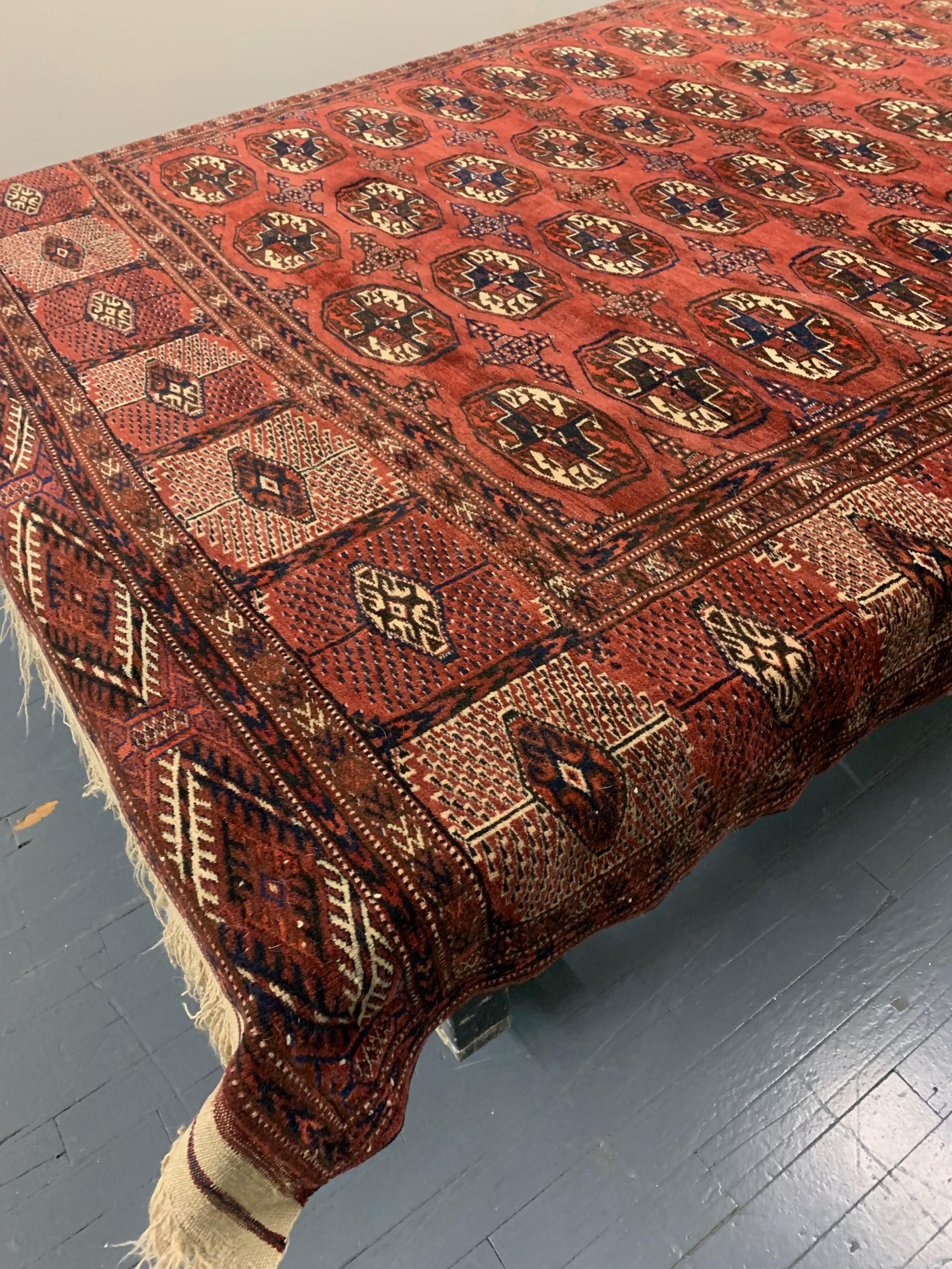 Wool Large Russian Bokhara Rug Original, 19th Century For Sale