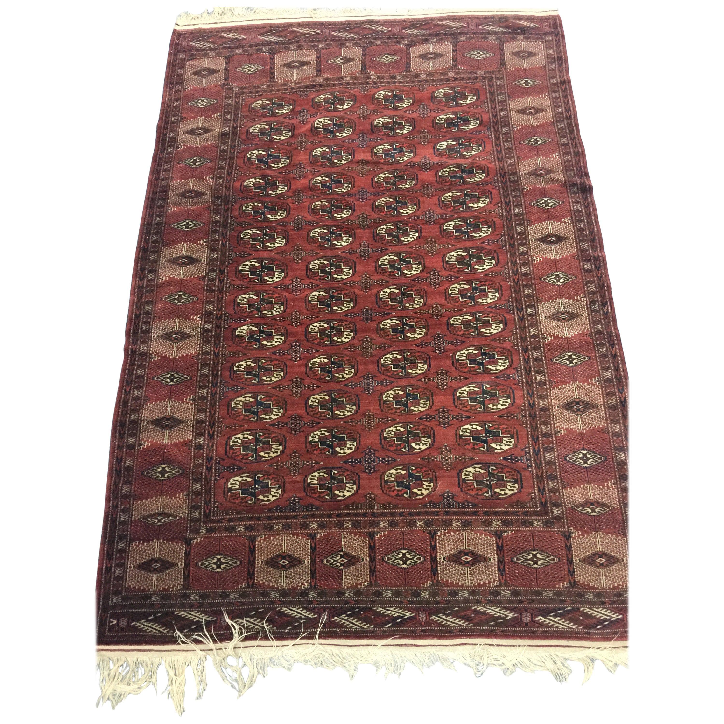 Large Russian Bokhara Rug Original, 19th Century For Sale