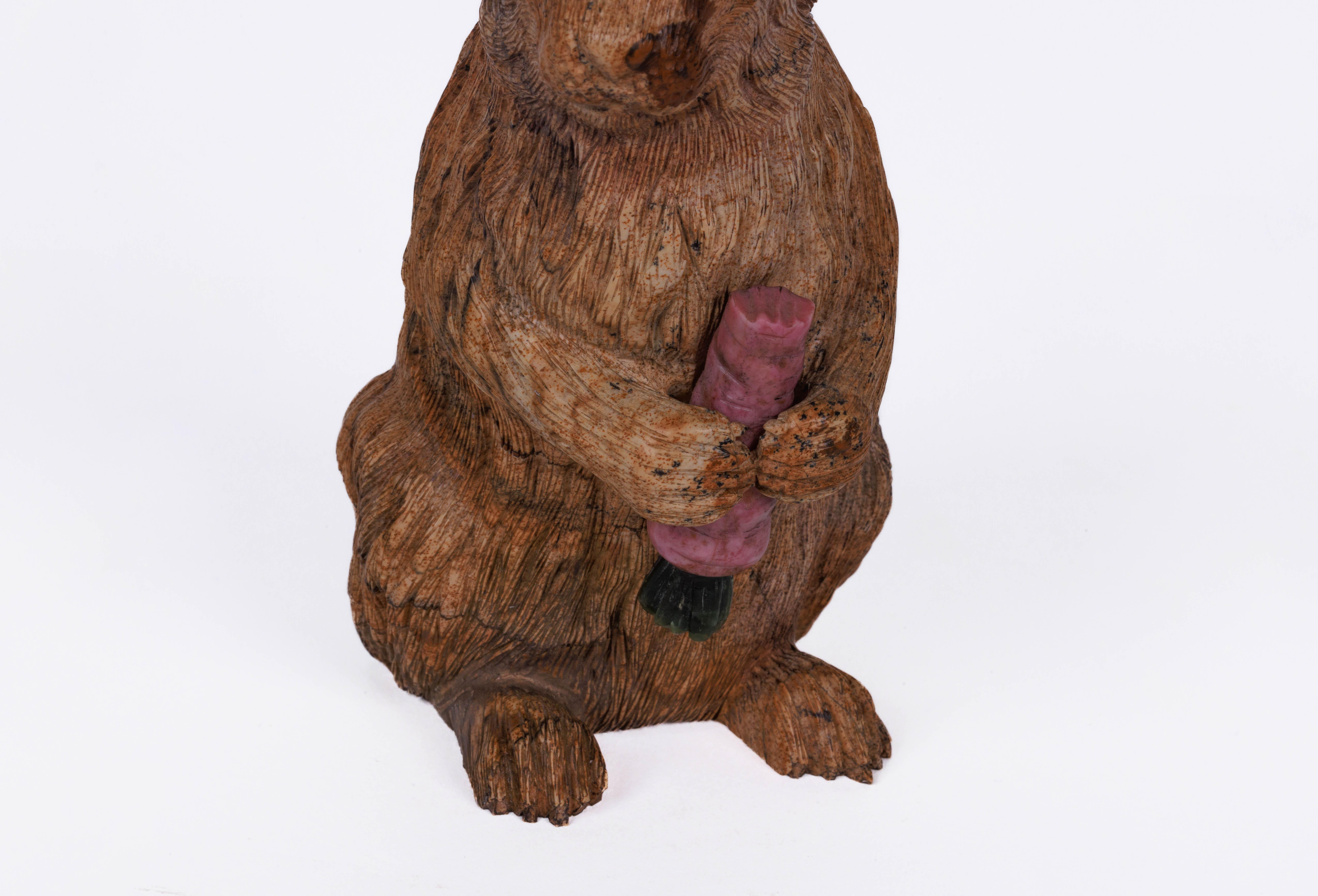 Single Cut Large Russian Carved Jasper Figure of a Rabbit