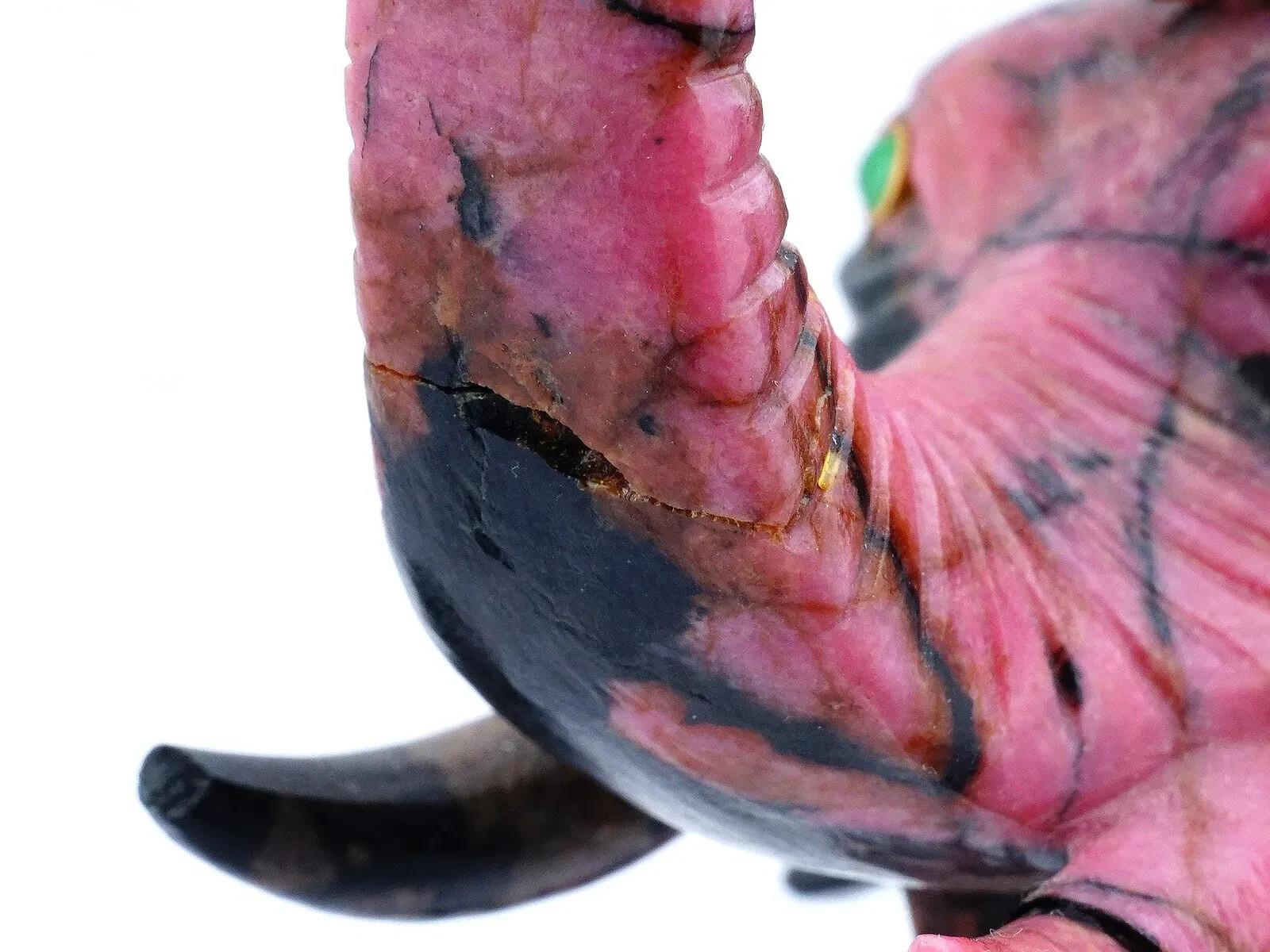 Pietra preziosa Large Russian Hand Carved Rhodonite Elephant Figurine Faberge Manner in vendita