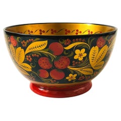 Large Russian Khokhloma Lacquerware Bowl