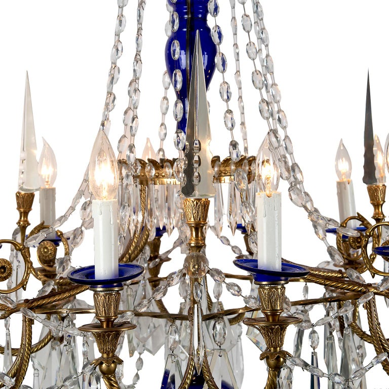 Large Russian Neoclassical Style Bronze Chandelier, circa 1900 In Good Condition In Toronto, ON