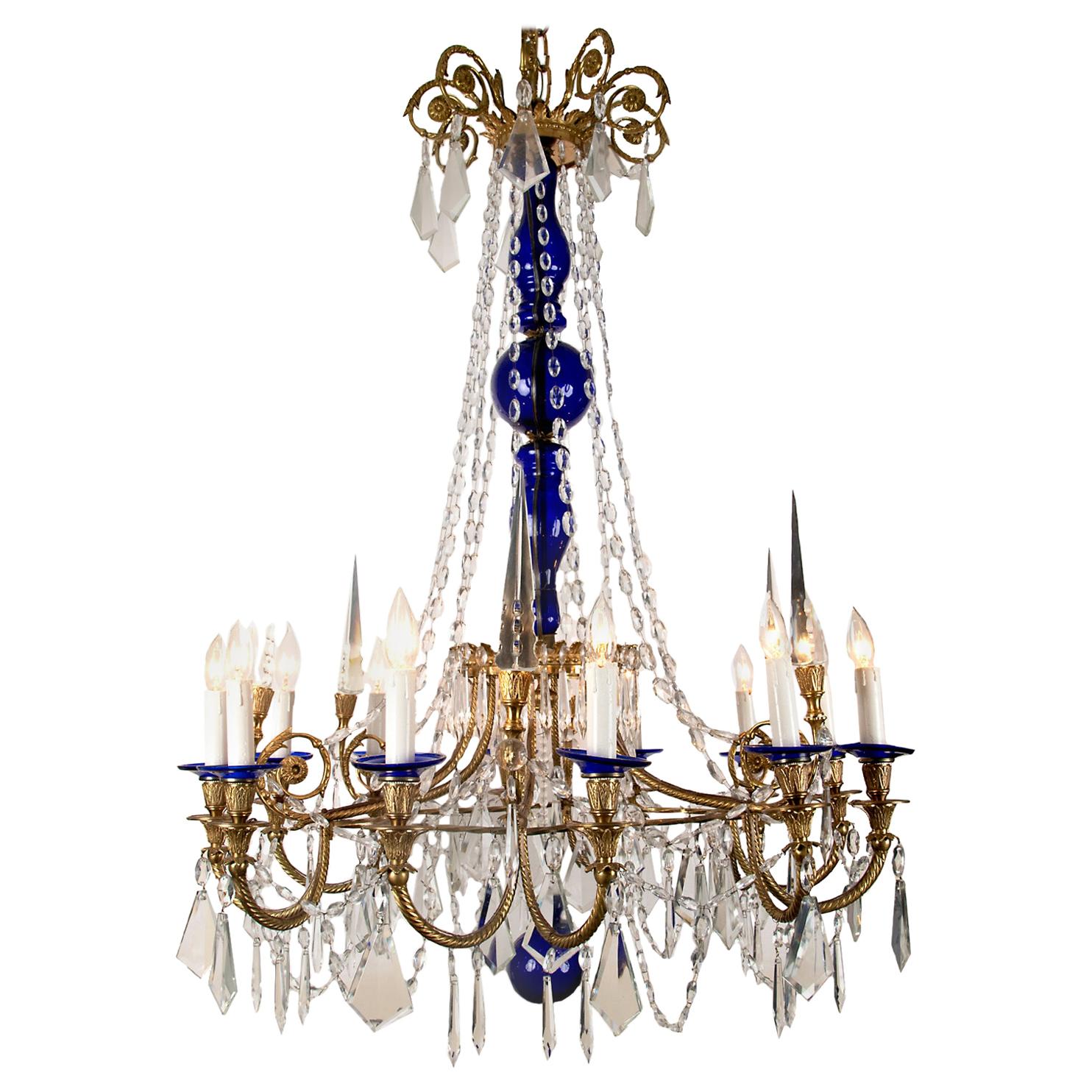 Large Russian Neoclassical Style Bronze Chandelier, circa 1900