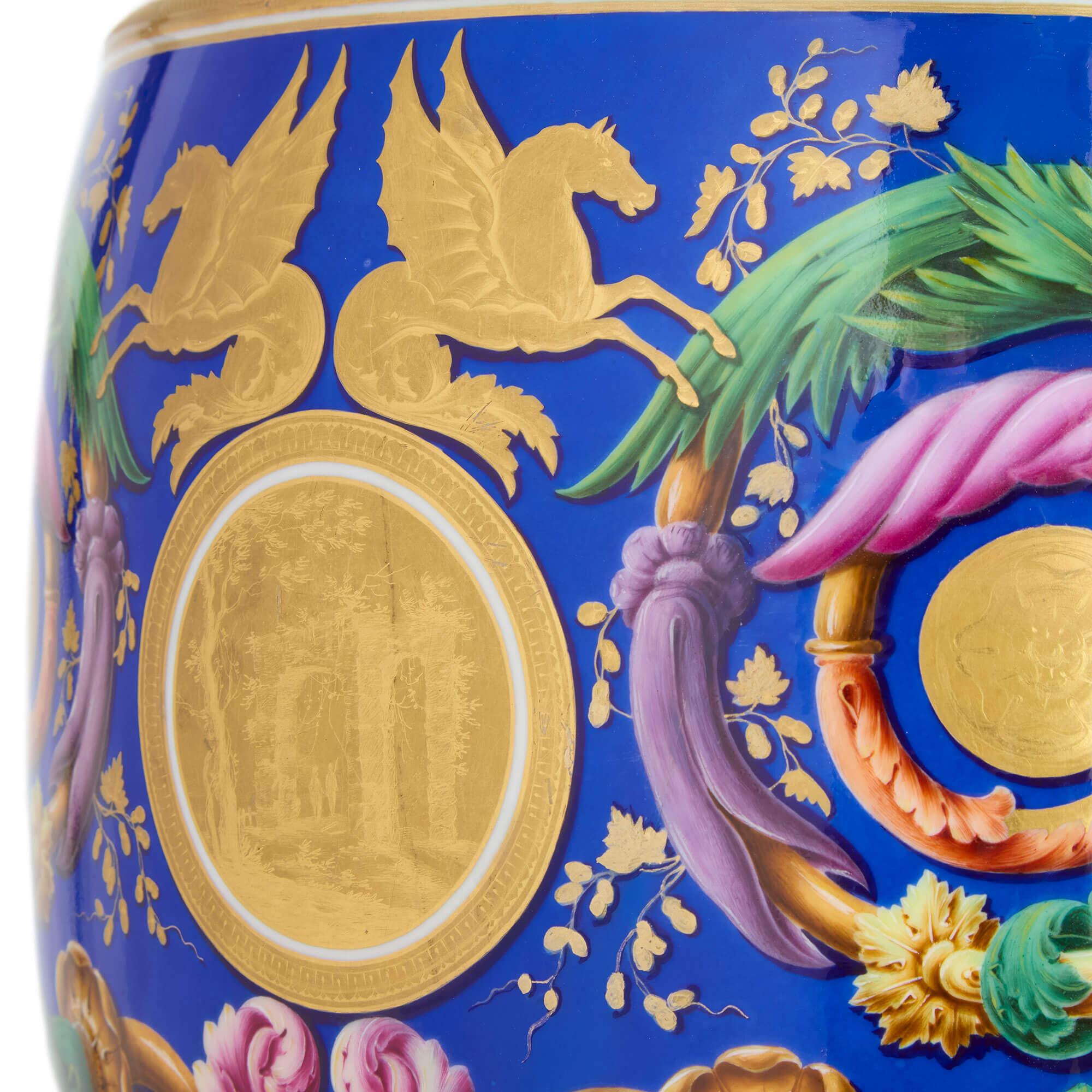 19th Century Large Russian Nicholas I Period Porcelain Vase Imperial Porcelain Factory For Sale