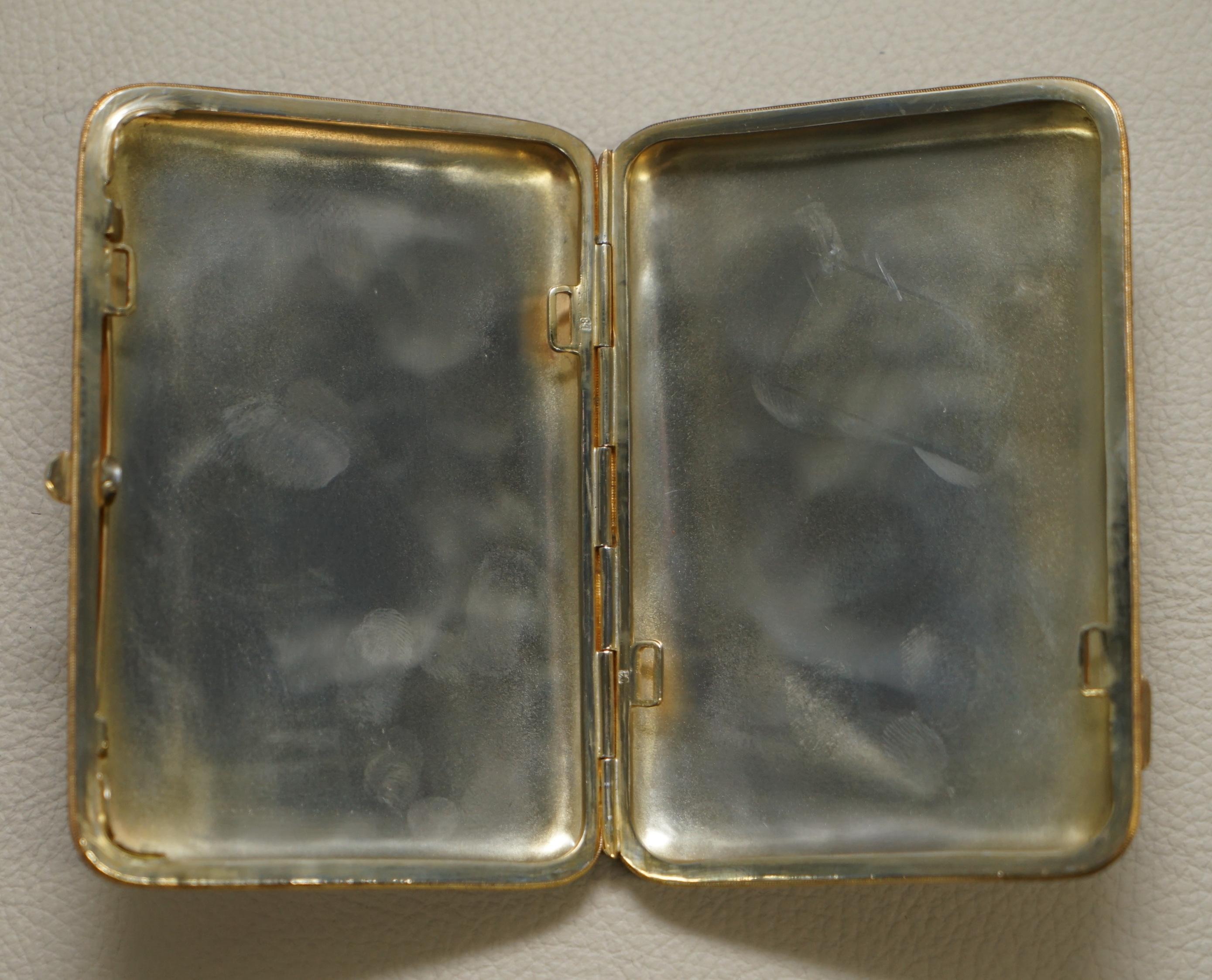 Large Russian Silver 84 Gold Gilt Cloisonné Enamel Cigarette Case 324 Grams 4