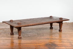 Large Rustic 19th Century Distressed Indonesian Coffee Table with Raised Joints