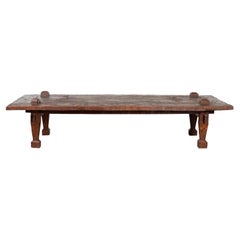 Large Rustic 19th Century Distressed Indonesian Coffee Table with Raised Joints
