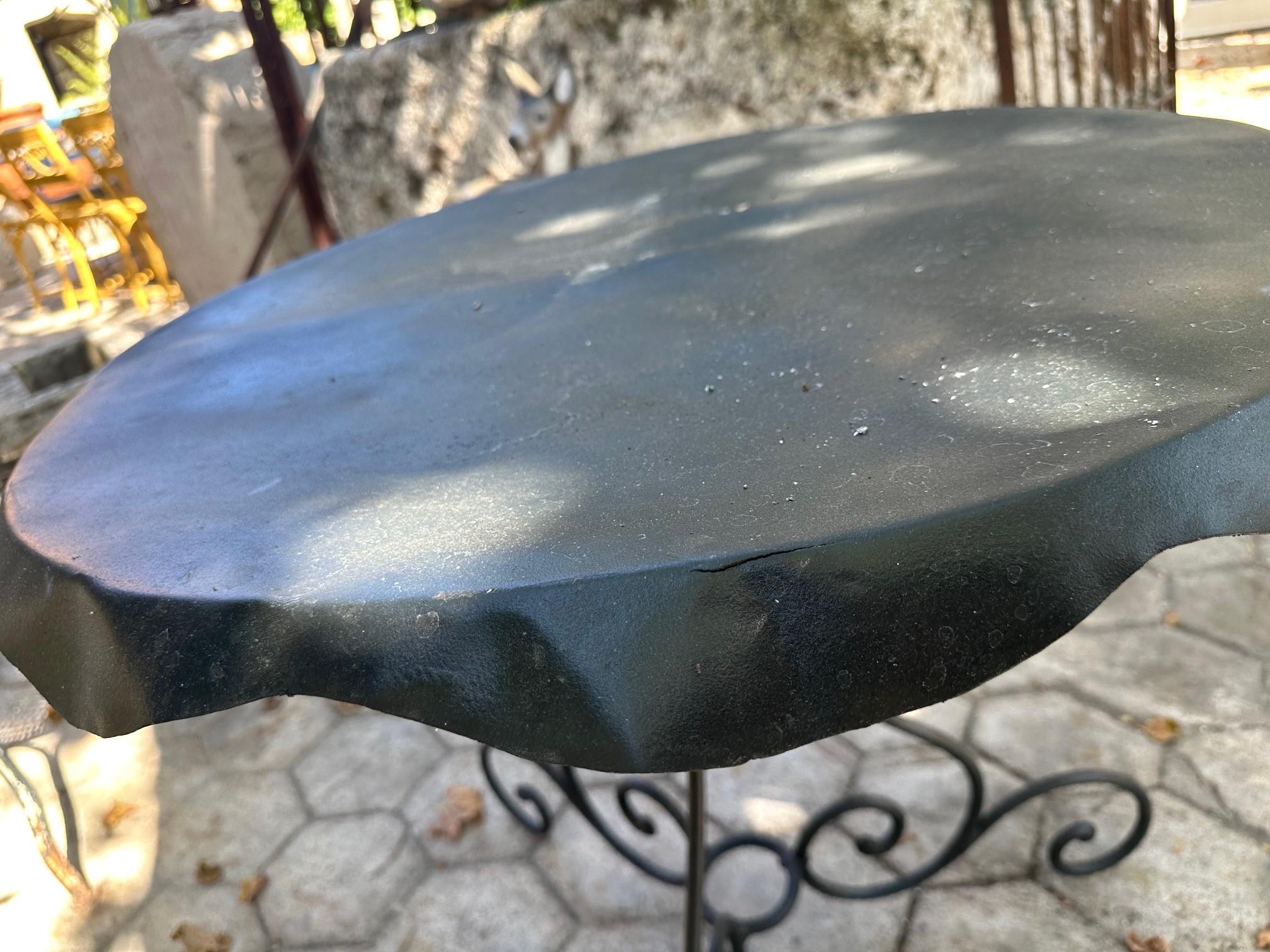 Large Rustic 19th Century Round Iron & Zink Garden Patio Coffee side Table LA CA For Sale 5