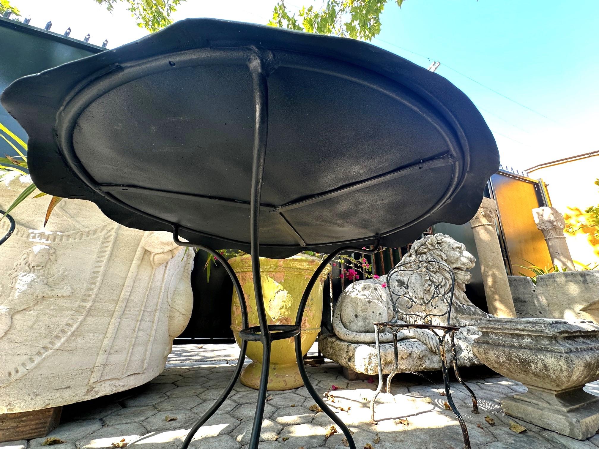 Large Rustic 19th Century Round Iron & Zink Garden Patio Coffee side Table LA CA For Sale 6
