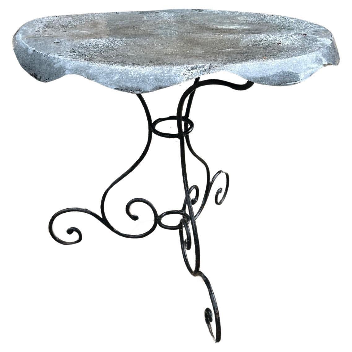 Large Rustic 19th Century Round Iron & Zink Garden Patio Coffee side Table LA CA For Sale 7